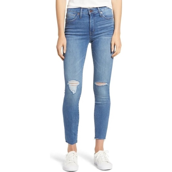 NWT Madewell 9” Mid Rise Skinny Jeans Destroyed - Picture 1 of 14